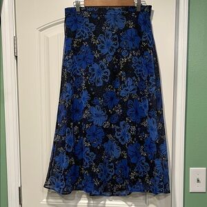 Floral Blue and Black Women's Skirt